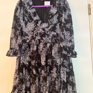 Cinq à Sept Black and Purple Floral Dress